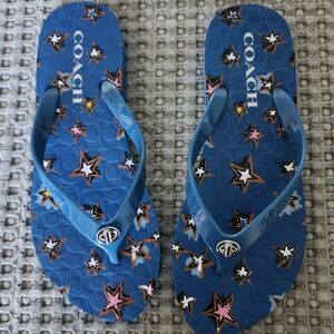 Coach Blue Star Flip Flops
